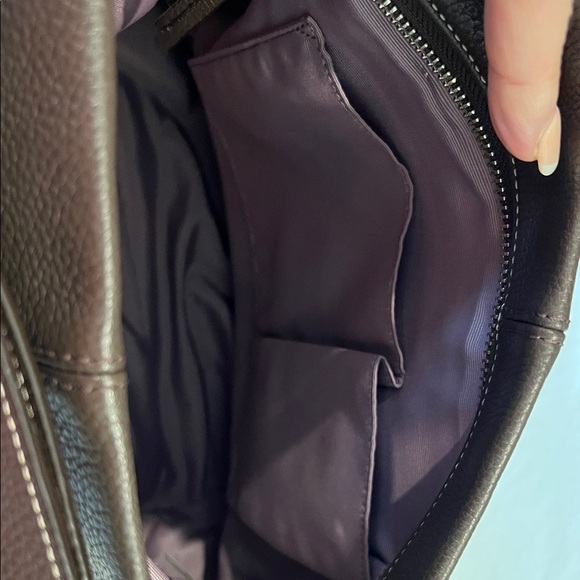 Coach Pebbled Leather Brown Hobo Shoulder Bag with Purple Lining - Picture 7 of 11